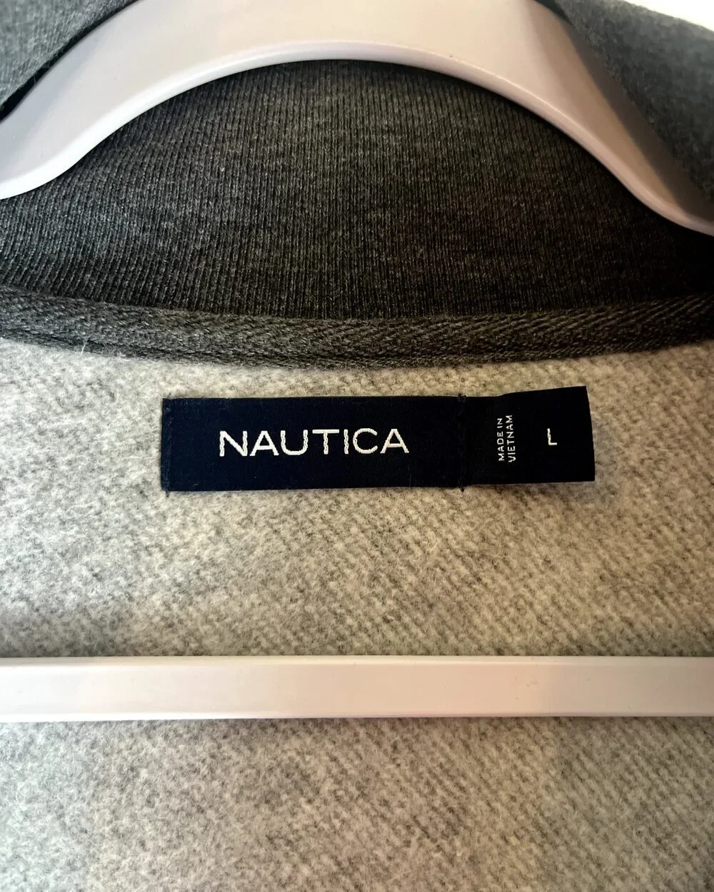 Nautica Gray Plaid Quarter Zip Pullover Sweater Men’s L Preppy